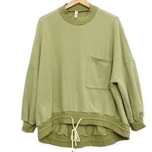 Nap Drawstring Hem Oversized
Cotton Sweatshirt‎ Light green Size S